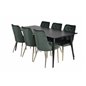 Dipp Dining Table - 180*90cm - Black Veneer / all black legs , Velvet Deluxe Dining Chair - Green / Brass_6