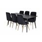 Dipp Dining Table - 180*90cm - Black Veneer / all black legs , Velvet Deluxe Dining Chair - Black / Brass_6