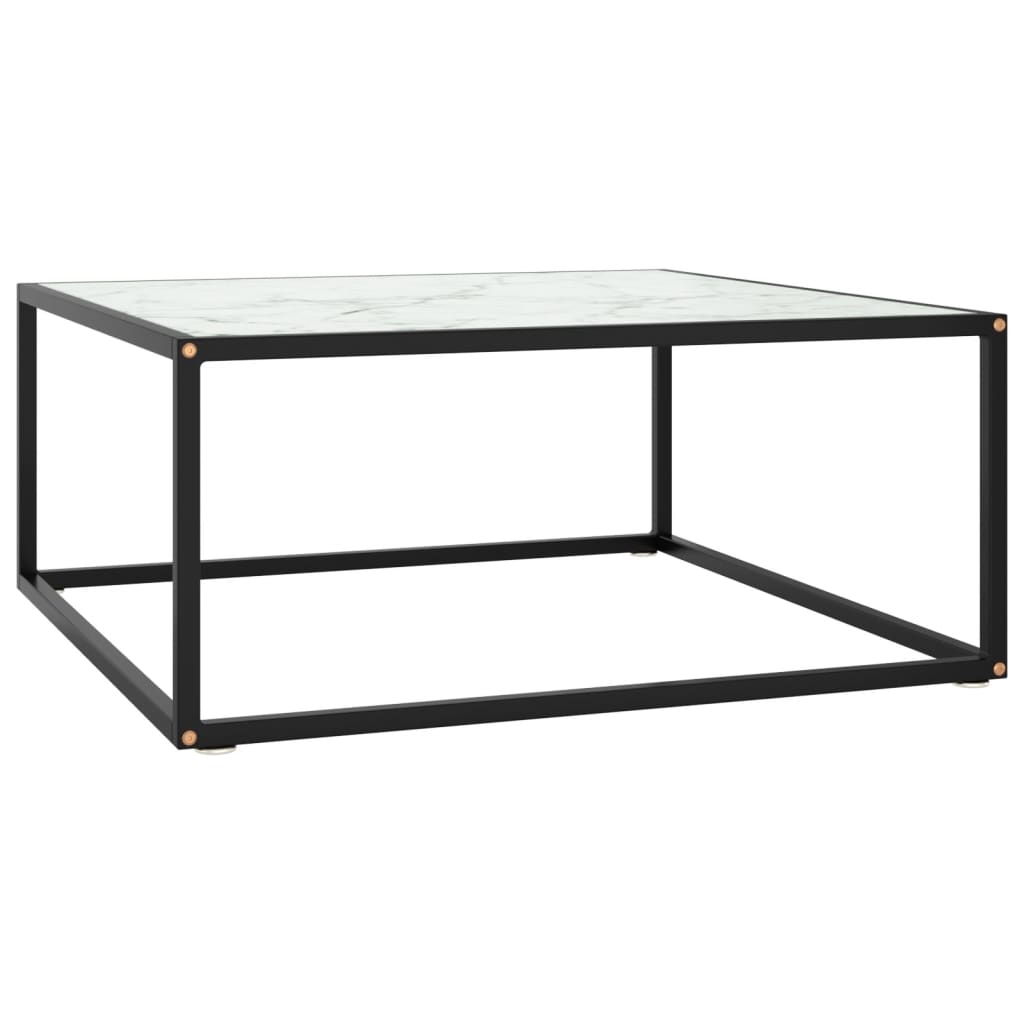  Soffbord med svart vit marmor glas 80x80x35 cm