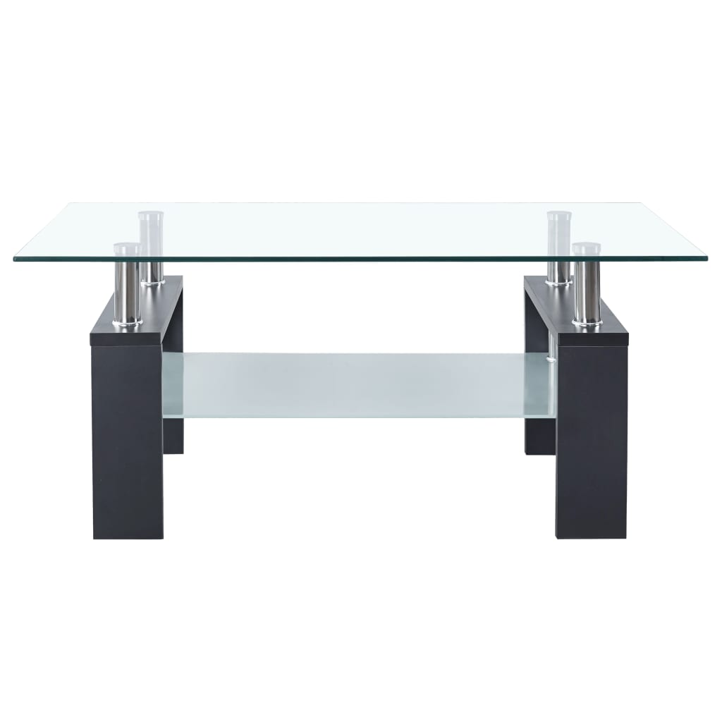  Soffbord grå och transparent 95x55x40 cm härdat glas