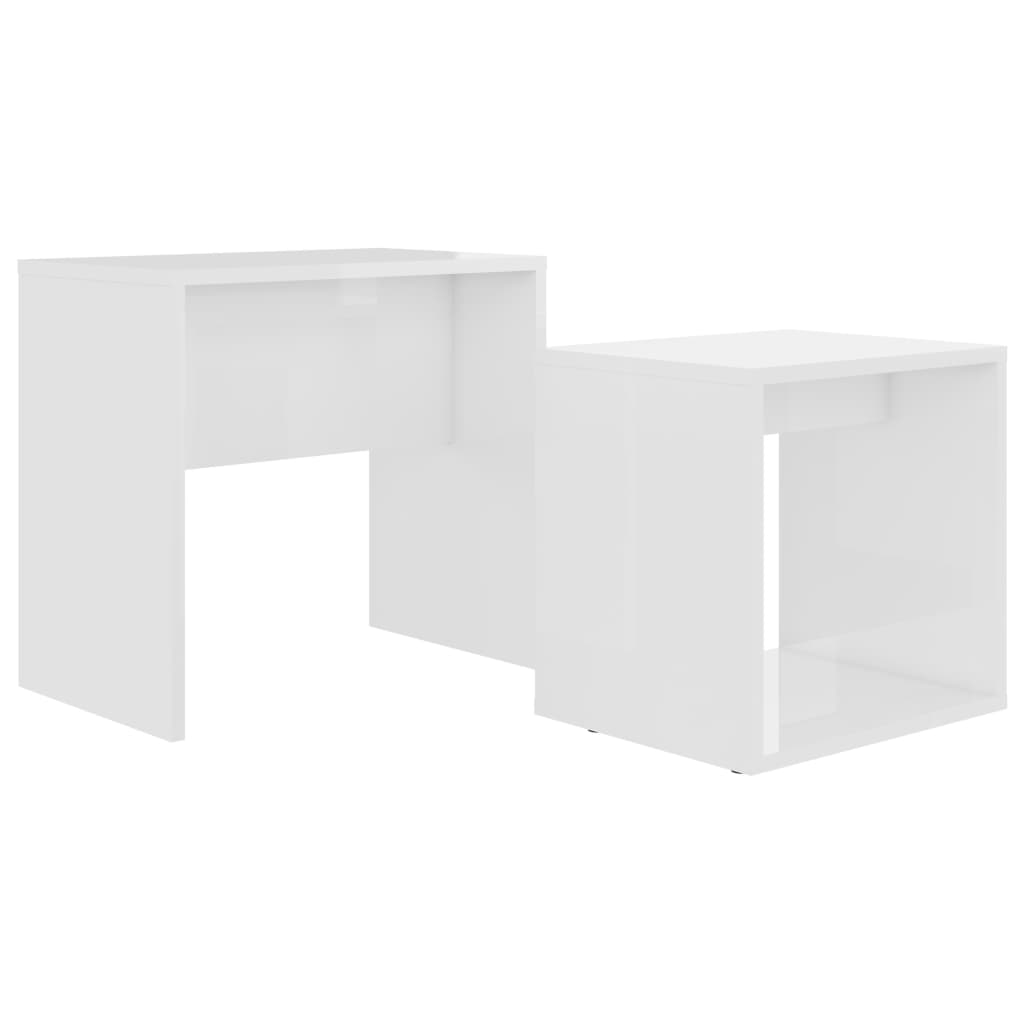  Soffbord set vit högglans 48x30x45 cm spånskiva