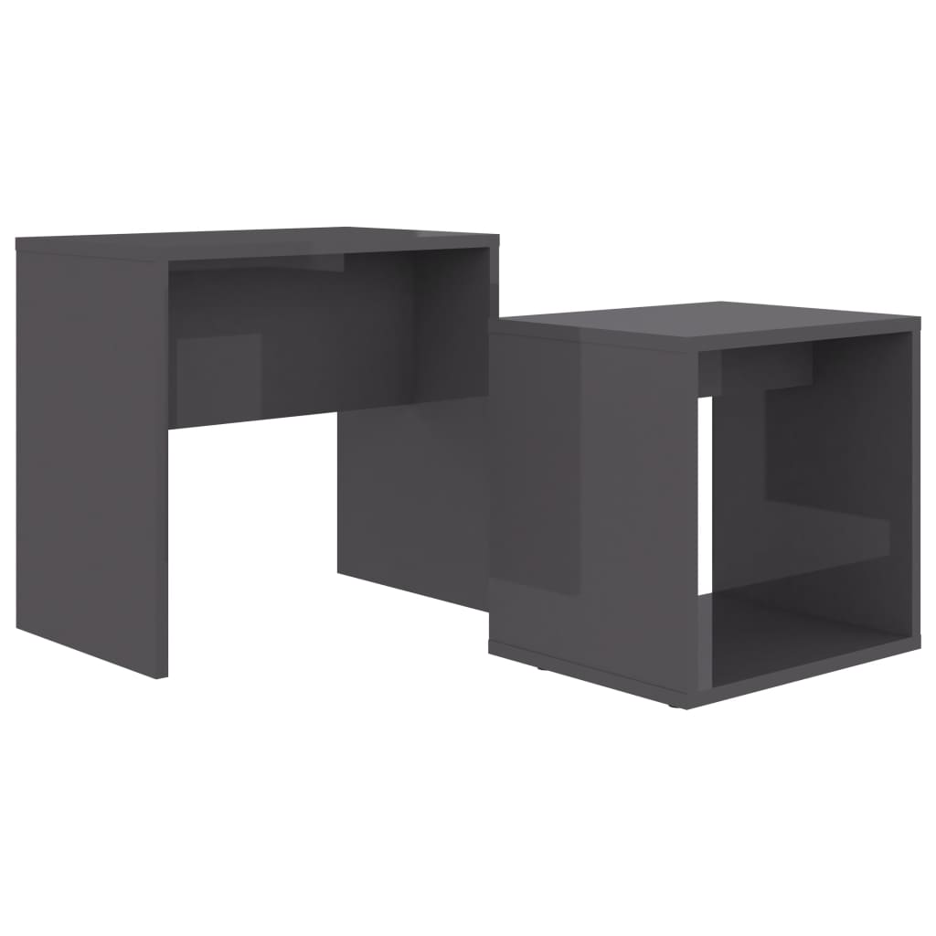  Soffbord set grå högglans 48x30x45 cm spånskiva