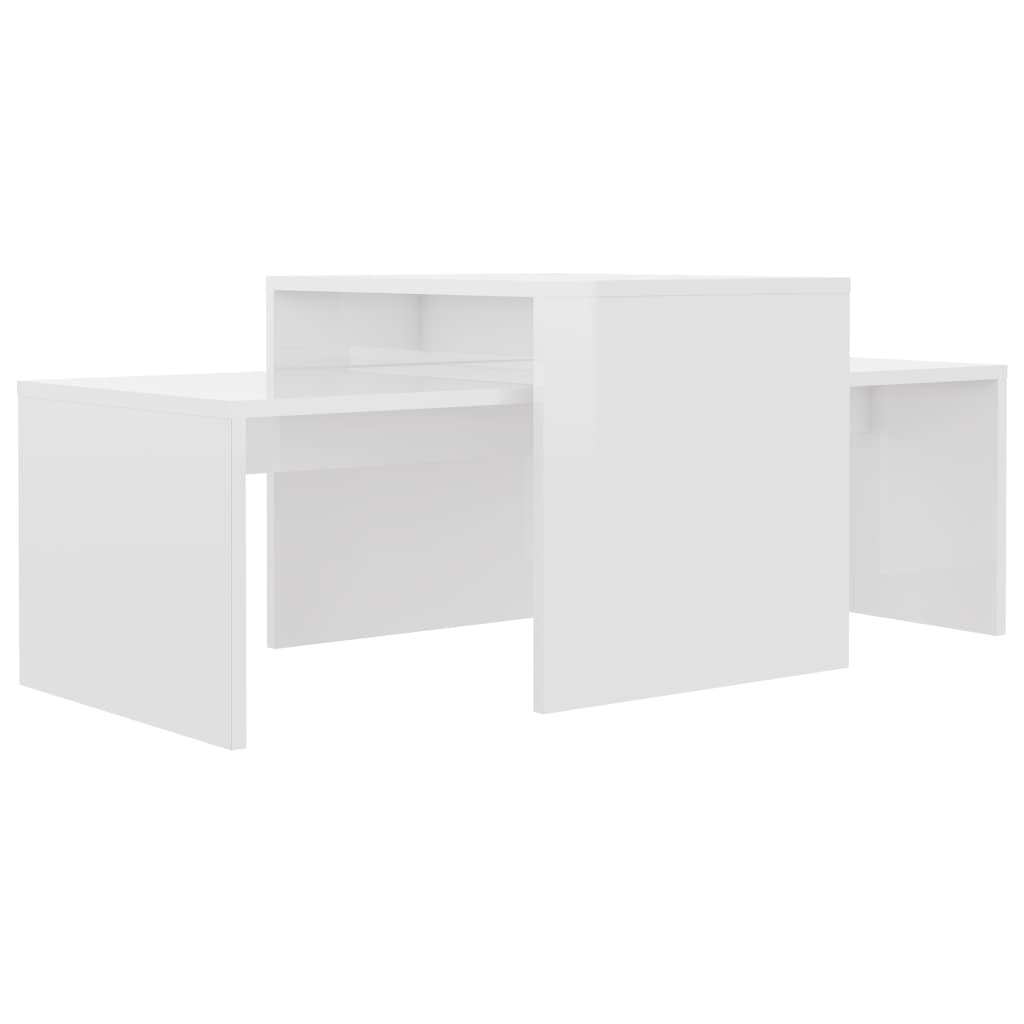  Soffbord set vit högglans 100x48x40 cm spånskiva