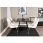 Dipp Dining Table - 120 cm - Black Veneer - Black Legs w, Brass dipp, Velvet Deluxe Dining Chair - Beige / Brass_4