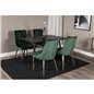 Dipp Dining Table - 120 cm - Black Veneer - Black Legs w, Brass dipp, Velvet Deluxe Dining Chair - Green / Brass_4