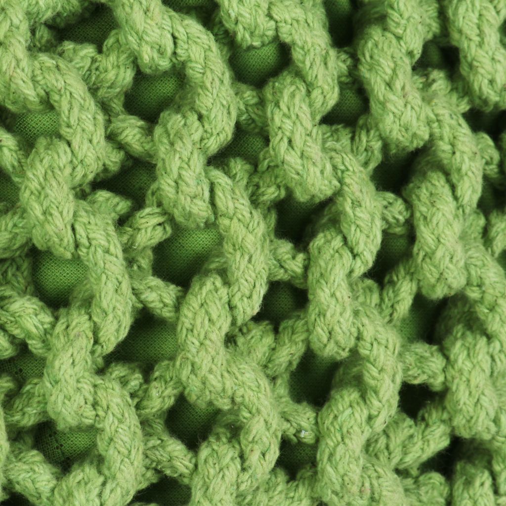  Handstickad puff i bomull 50x35 cm grön