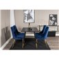 Dipp Dining Table - 120 cm - Black Veneer - Black Legs w, Brass dipp, Velvet Deluxe Dining Chair - Blue / Brass_4