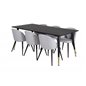 Dipp Dining Table - 180*90cm - Black / Black Brass, Velvet Dining Chiar - Black legs - Light GreyFabric_6