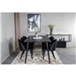 Dipp Dining Table - 180*90cm - Black Veneer / all black legs , Velvet Dining Chair w, Stiches - PU - Black / Black_6
