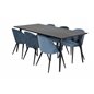 Dipp Spisebord - 180 * 90cm - Sort Finer / helt sorte ben, Velvet Spisestuestol - Blue / Sort_6