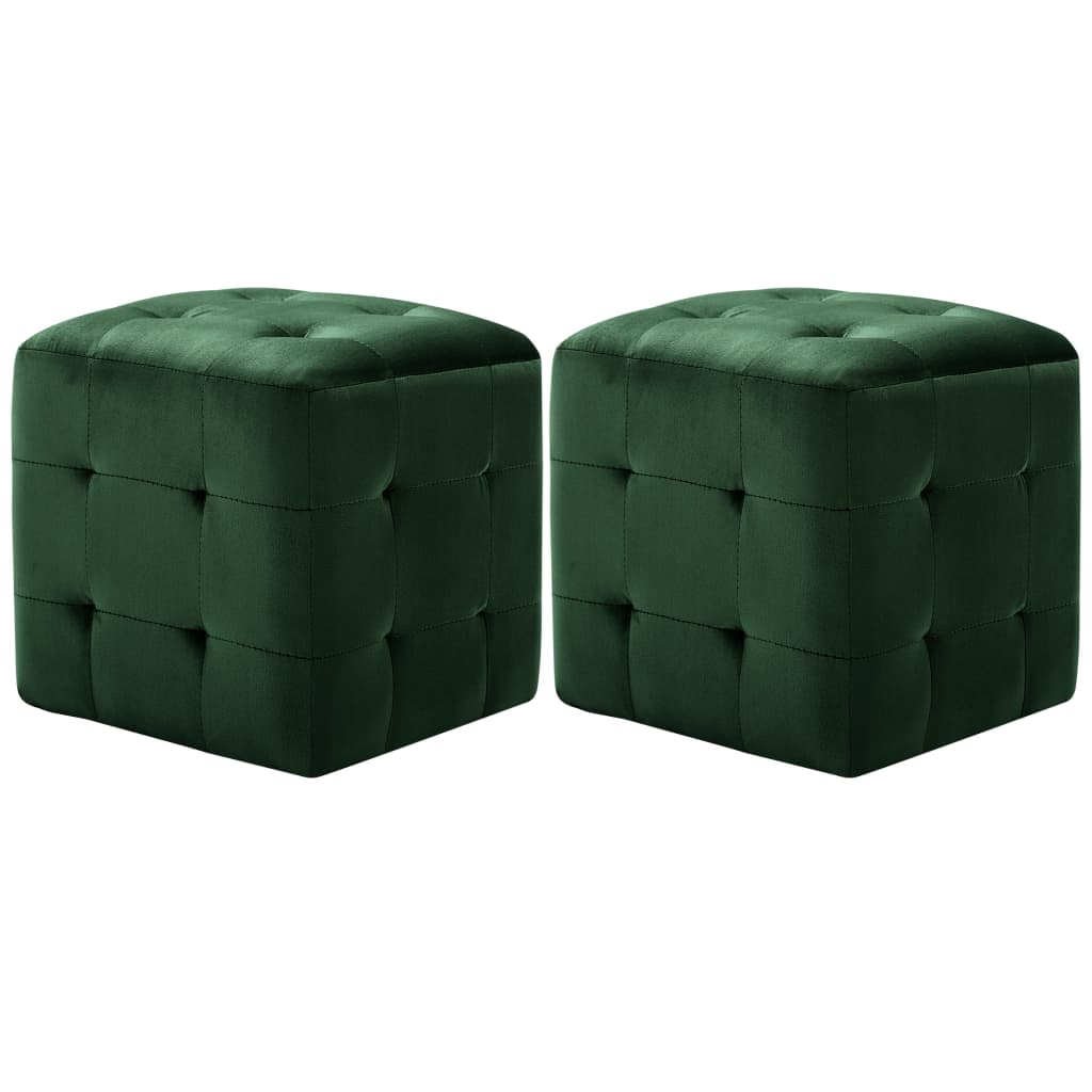  Sittpuff 2 st grön 30x30x30 cm sammetstyg