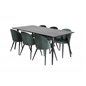 Dipp Dining Table - 180*90cm - Black Veneer / all black legs , Velvet Dining Chair - Green / Black_6