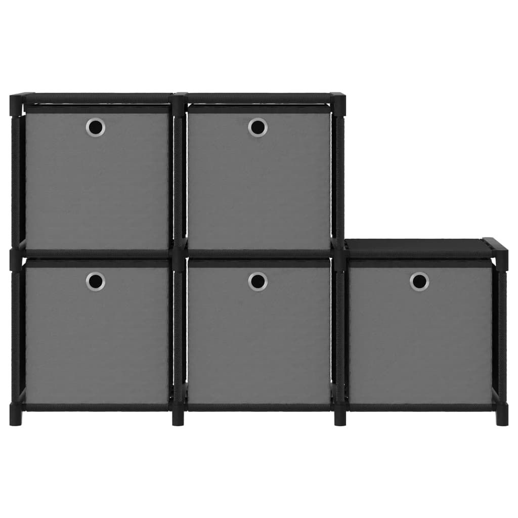  Hylla med 5 kuber med lådor svart 103x30x72,5 cm tyg