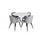 Plaza Round Table 100 cm - White top / White Legs, Velvet Dining Chair - Light Grey / Black_4