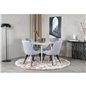 Plaza Round Table 100 cm - White top / White Legs, Velvet Deluxe Dining Chair - Light Grey / Black_4