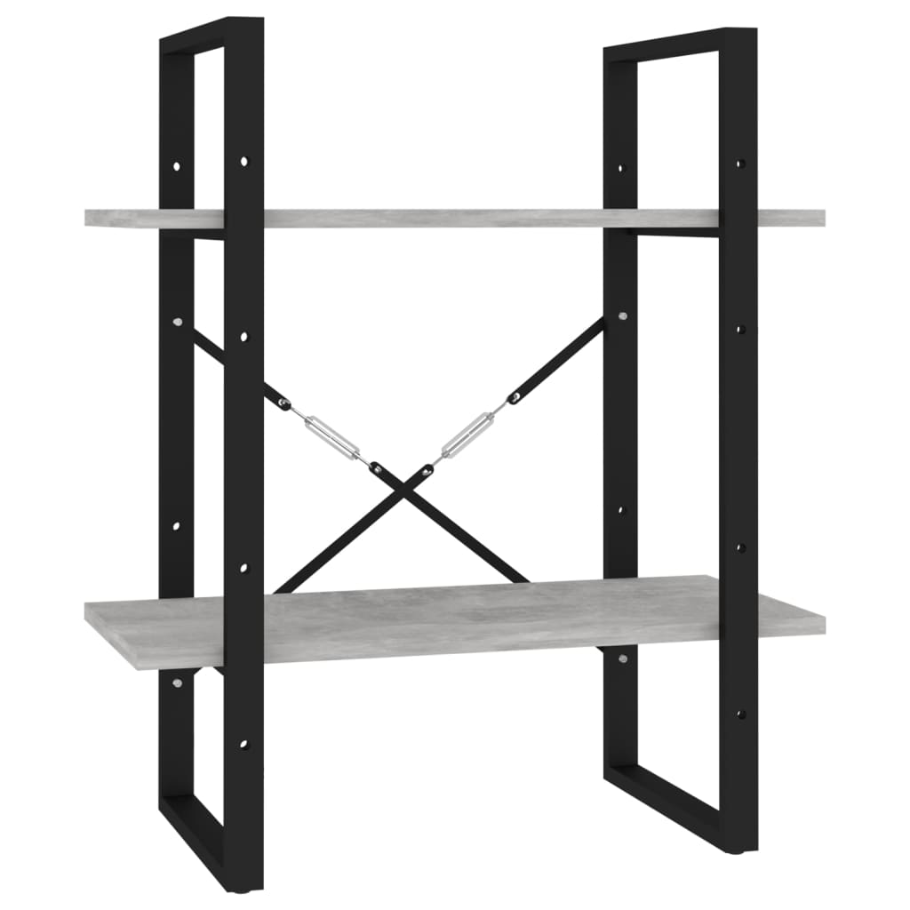  Bokhylla 2 hyllplan betonggrå 60x30x70 cm spånskiva