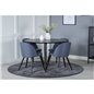 Dipp Dining Table - 115cm - Black Veneer / All black legs , Velvet Dining Chiar - Black legs - Blue Fabric_4