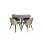 Dipp Dining Table - 115cm - Black Veneer / All black legs , Velvet Dining Chiar - Black legs - Dusty Green Velvet_4