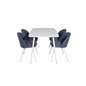 Polar Dining table 120 cm - White White, Velvet Dining Chiar - White legs - Blue Fabric_4