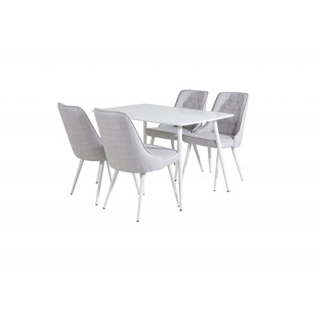 Polar Dining table 120 cm - White White, Velvet Deluxe Dining Chair - White Legs - Light Grey Fabric_4