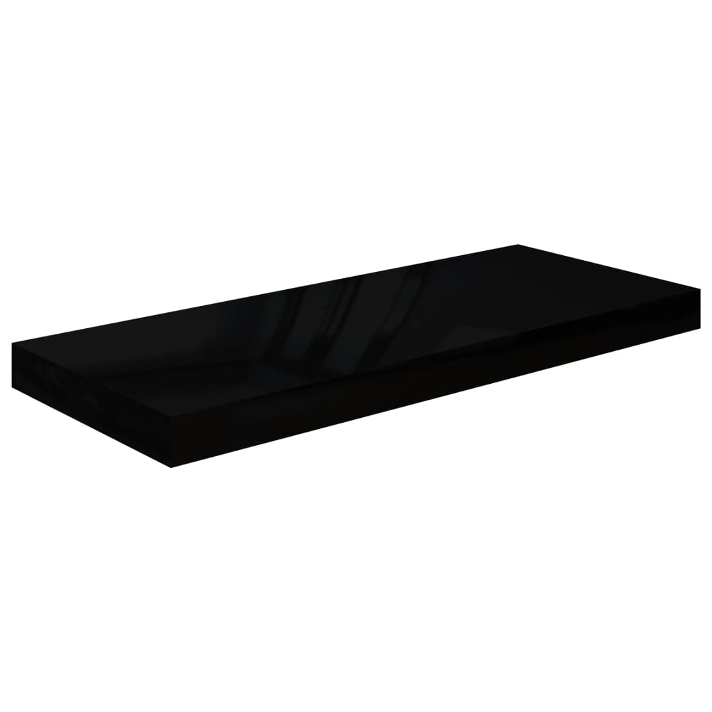  Svävande vägghylla svart högglans 60x23,5x3,8 cm MDF