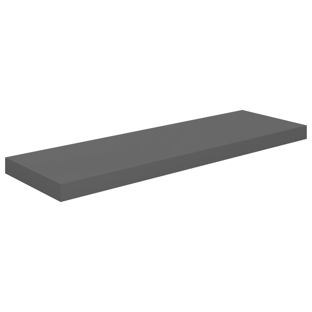  Svävande vägghylla grå högglans 80x23,5x3,8 cm MDF