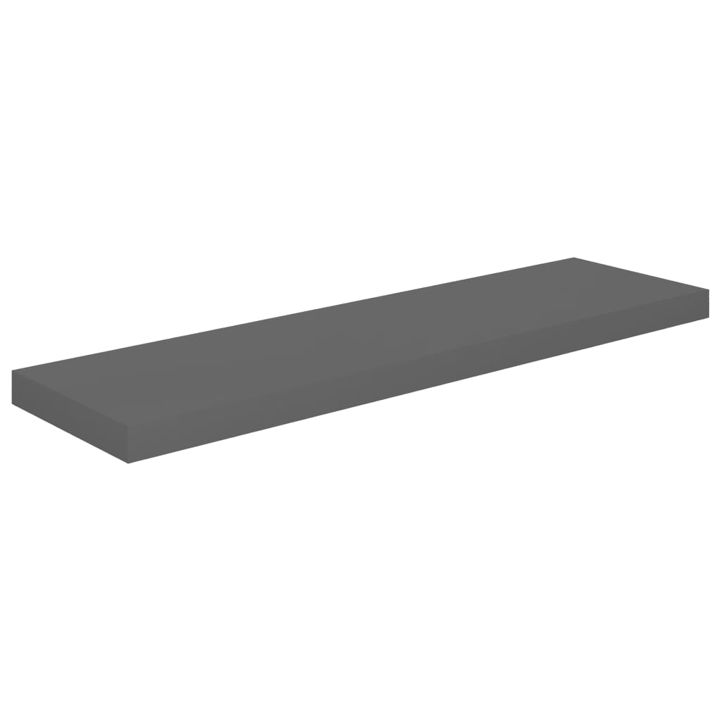  Svävande vägghylla grå högglans 90x23,5x3,8 cm MDF