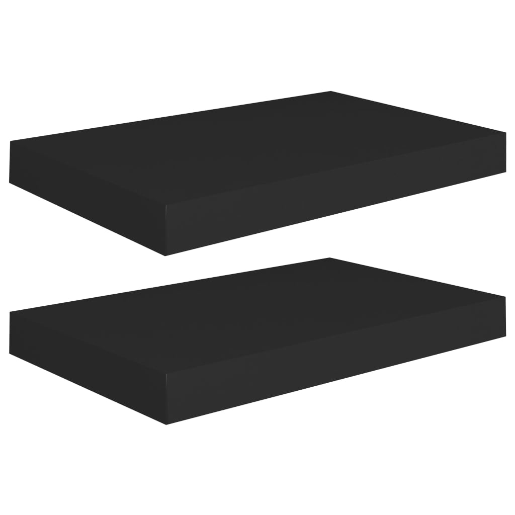  Svävande vägghyllor 2 st svart 40x23x3,8 cm MDF