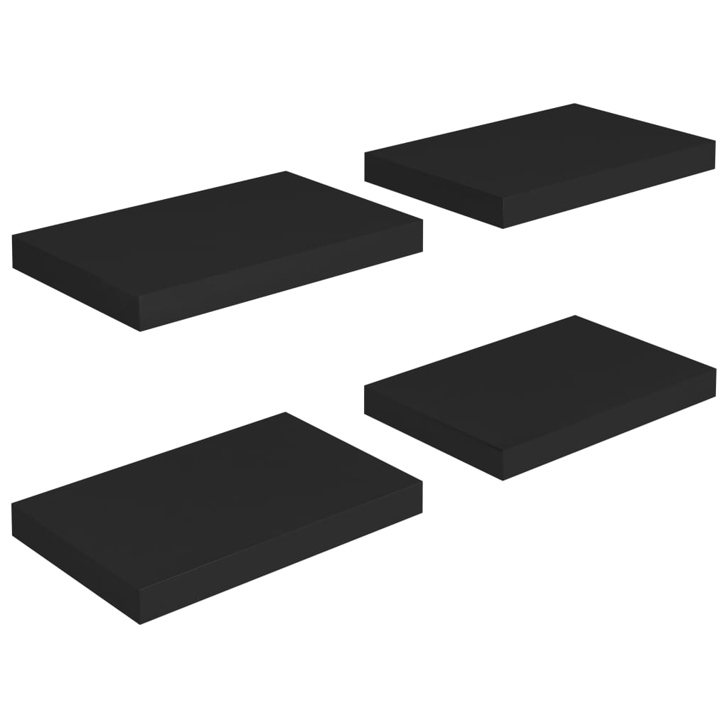  Svävande vägghyllor 4 st svart 40x23x3,8 cm MDF