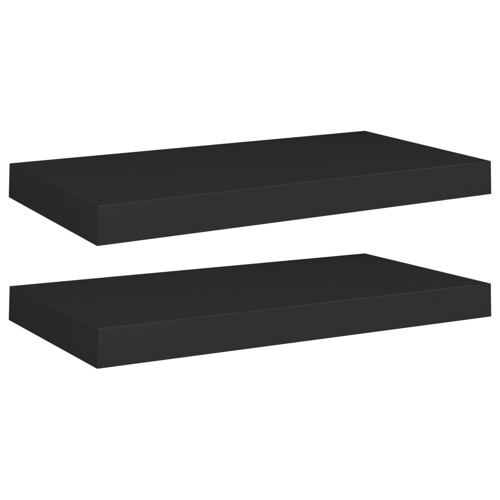  Svävande vägghyllor 2 st svart 50x23x3,8 cm MDF