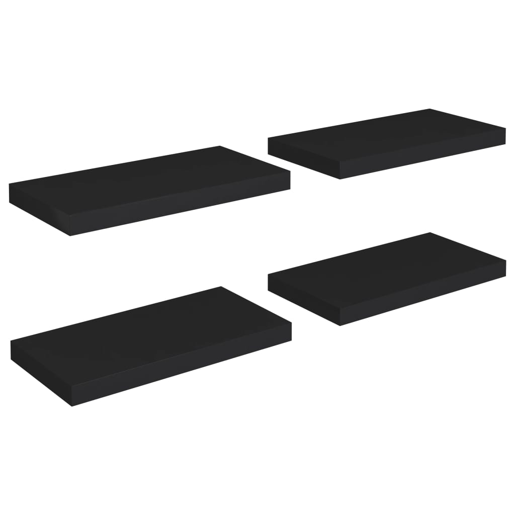  Svävande vägghyllor 4 st svart 50x23x3,8 cm MDF