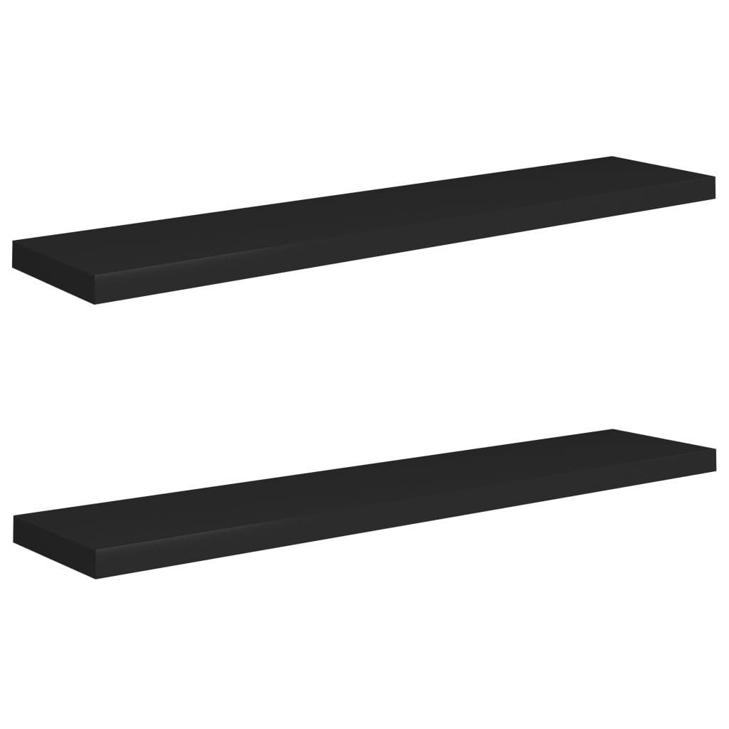  Svävande vägghyllor 2 st svart 120x23,5x3,8 cm MDF