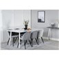 Polar Spisebord 180 cm - Hvid top / Hvide ben, Spisebordsstol i fløjl Messing - Lysegrå / Sort_6