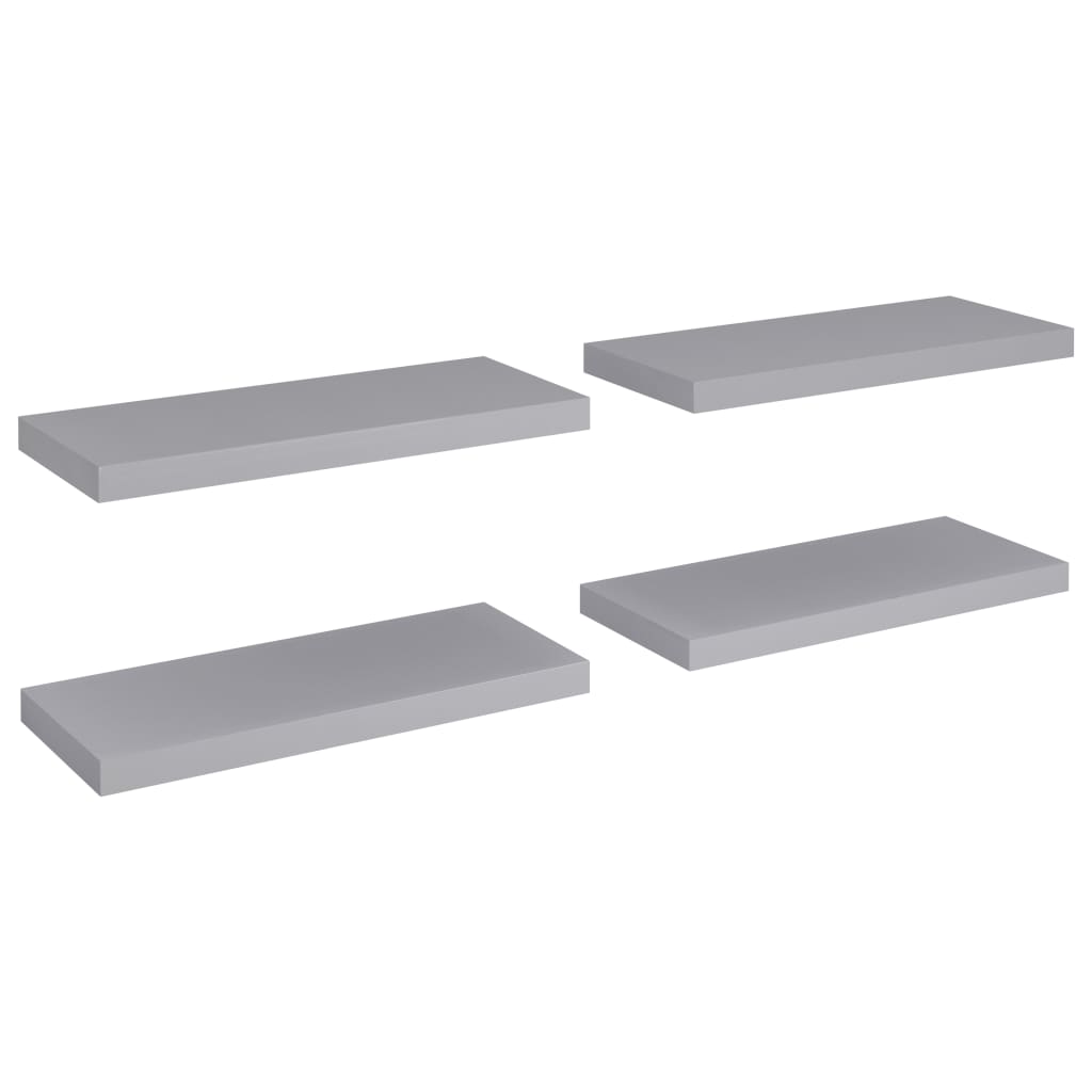  Svävande vägghyllor 4 st grå 60x23,5x3,8 cm MDF