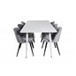 Polar ruokapöytä 180 cm - valkoinen kansi / valkoiset jalat, sametti ruokapöydän tuoli messinki - vaaleanharmaa / musta_6