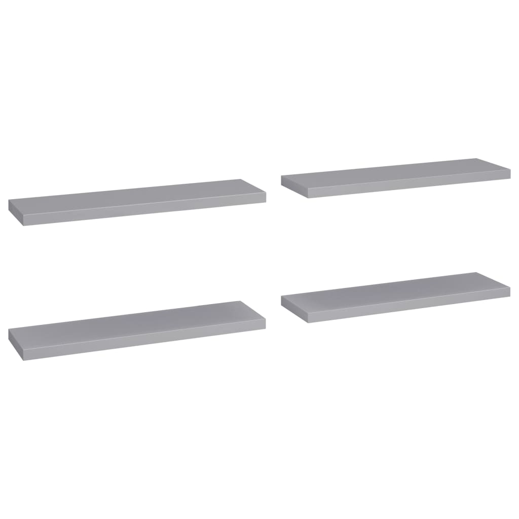  Svävande vägghyllor 4 st grå 90x23,5x3,8 cm MDF