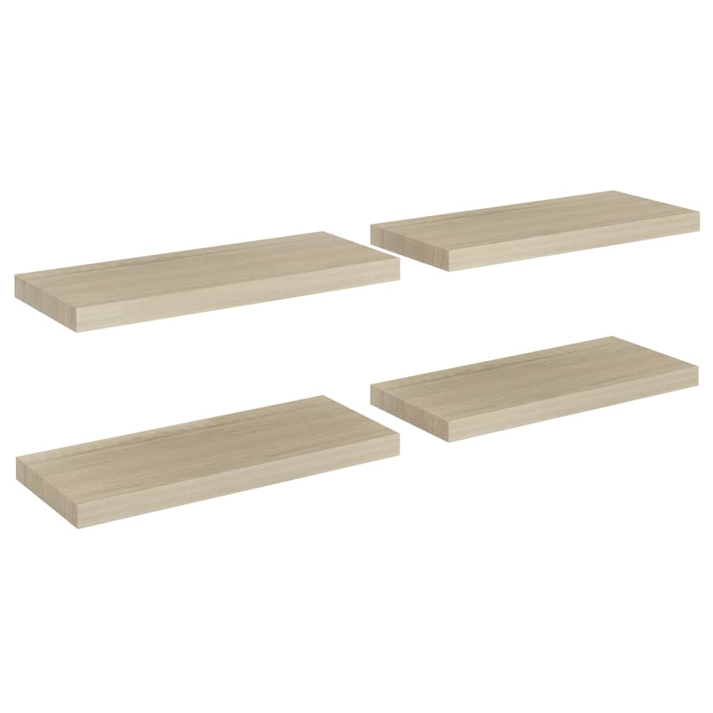  Svävande vägghyllor 4 st ek 60x23,5x3,8 cm MDF