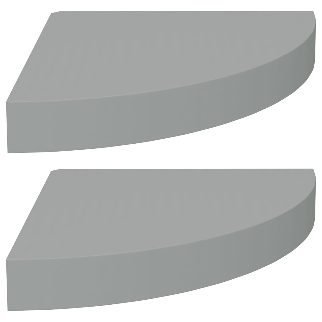  Svävande hörnhyllor 2 st grå 25x25x3,8 cm MDF