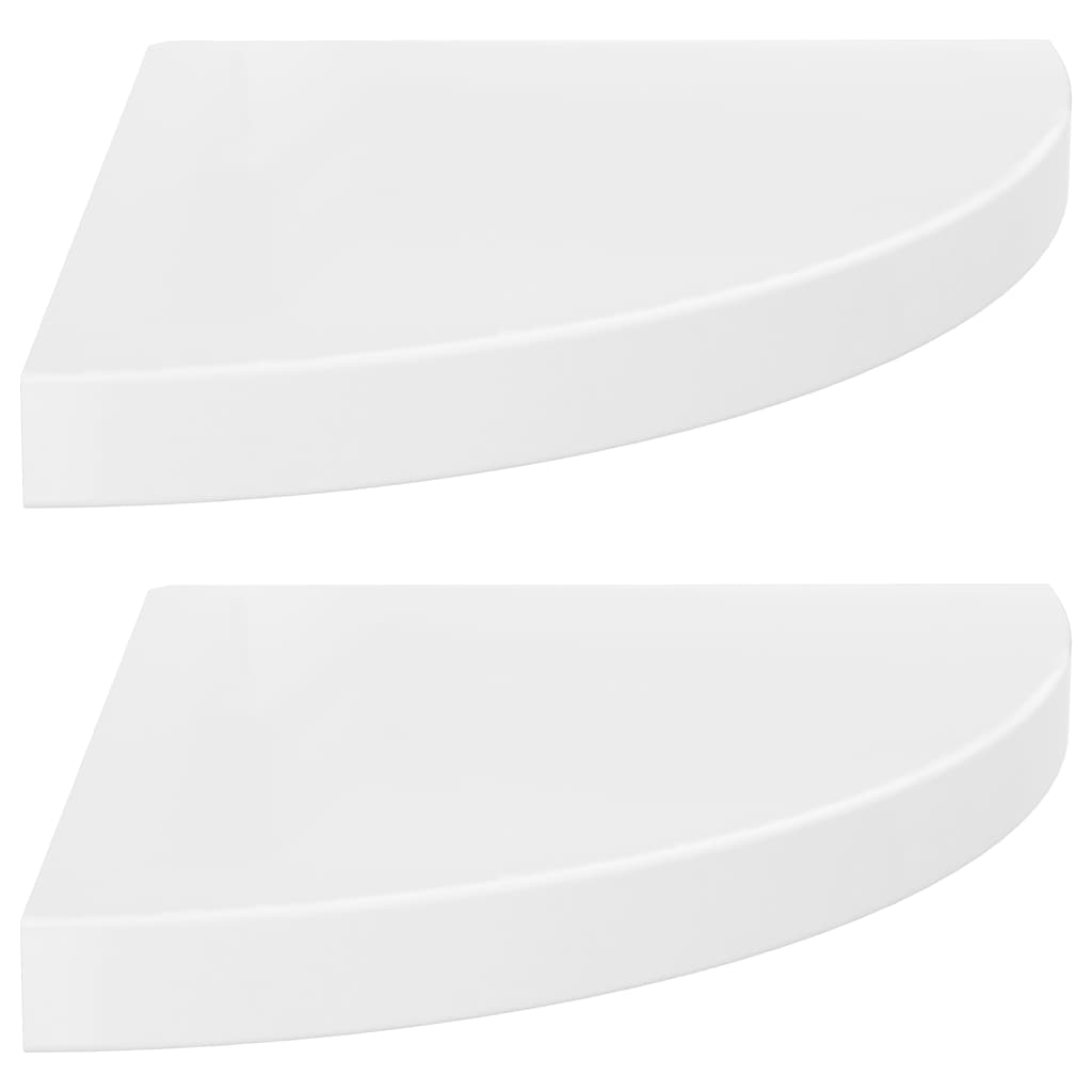  Svävande hörnhyllor 2 st vit högglans 35x35x3,8 cm MDF
