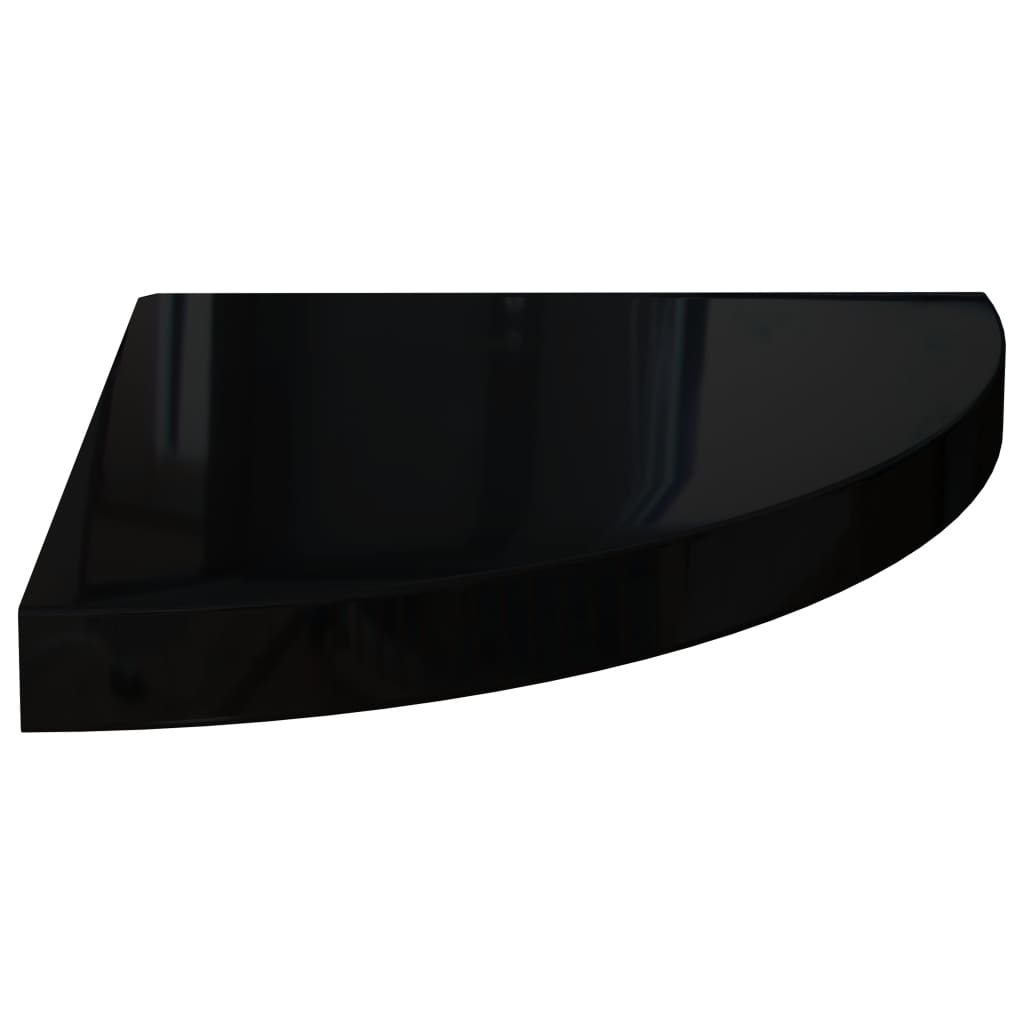  Svävande hörnhylla svart högglans 35x35x3,8 cm MDF