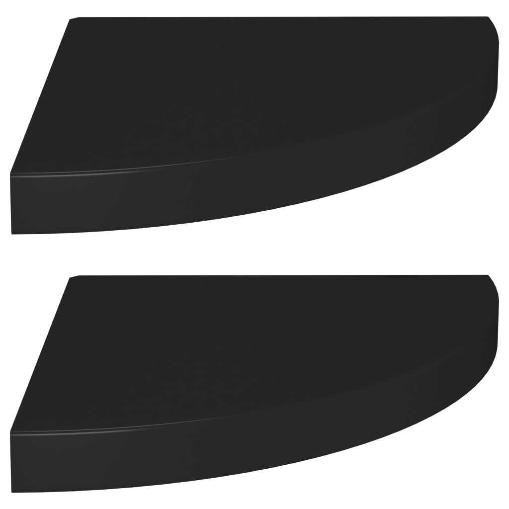  Svävande hörnhyllor 2 st svart 35x35x3,8 cm MDF