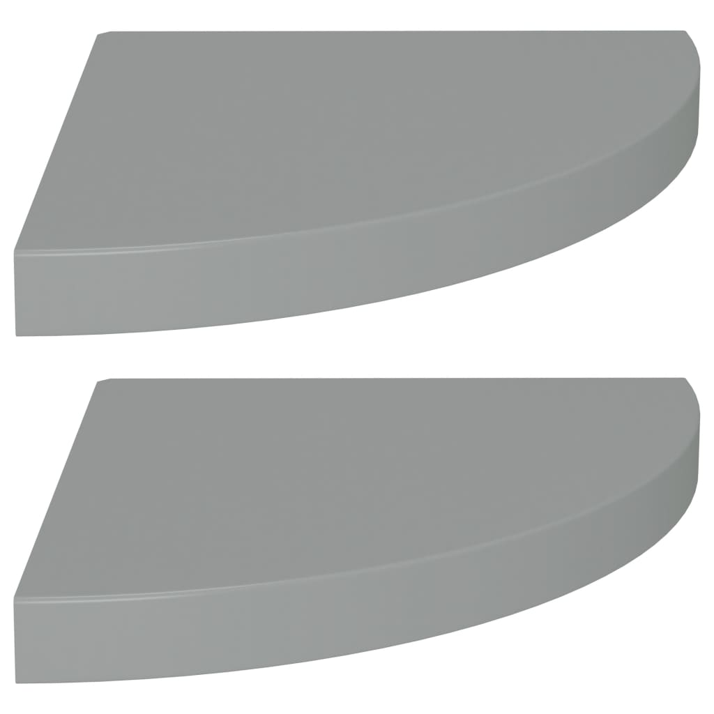  Svävande hörnhyllor 2 st grå 35x35x3,8 cm MDF