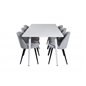 Polar ruokapöytä 180 cm - valkoinen toppi / valkoiset jalat, sametti ruokapöydän tuoli vakosametti - vaaleanharmaa / musta_6