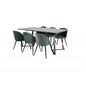 Marina Dining Table - Black top / Black Legs , Velvet Dining Chair - Green / Black_6