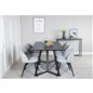 Marina Dining Table - Black top / Black Legs , Velvet Dining Chair Corduroy - Light Grey / Black_6