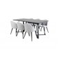 Marina Dining Table - Black top / Black Legs , Velvet Dining Chair Corduroy - Light Grey / Black_6