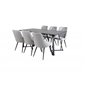 Marina Dining Table - Black top / Black Legs , Velvet Deluxe Dining Chair - Light Grey / Black_6