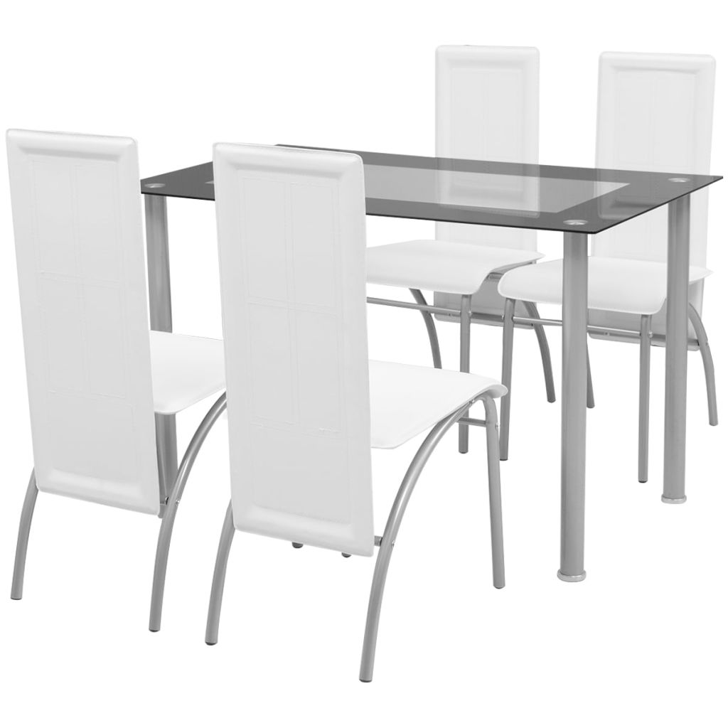  Matbord och stolar 5 delar vit