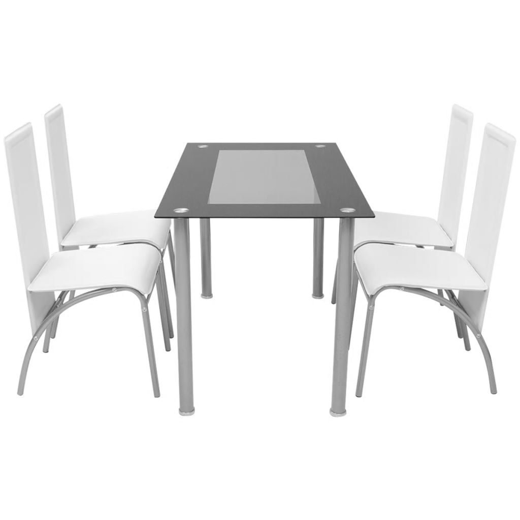  Matbord och stolar 5 delar vit