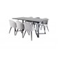 Marina Dining Table - Black top / Black Legs , Velvet Dining Chair - Light Grey / Black_6